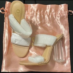 Size 6 Nude Clear Heels